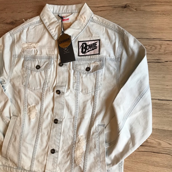 NWT Cotton On BOWIE Unisex Distressed Denim Jacket - Picture 10 of 16